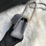 CC MINI 20 BAG IN SHADOW GREY CALFSKIN GOLD HARDWARE - Image 8