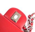 MINI RECTANGLE FLAP BAG 20CM RED LAMBSKIN SILVER HARDWARE - Image 6