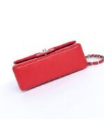 MINI RECTANGLE FLAP BAG 20CM RED LAMBSKIN SILVER HARDWARE - Image 9