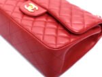FLAP BAG JUMBO 30CM RED LAMBSKIN GOLD HARDWARE - Image 4