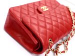 FLAP BAG JUMBO 30CM RED LAMBSKIN GOLD HARDWARE - Image 2