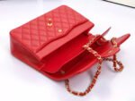 FLAP BAG JUMBO 30CM RED LAMBSKIN GOLD HARDWARE - Image 3