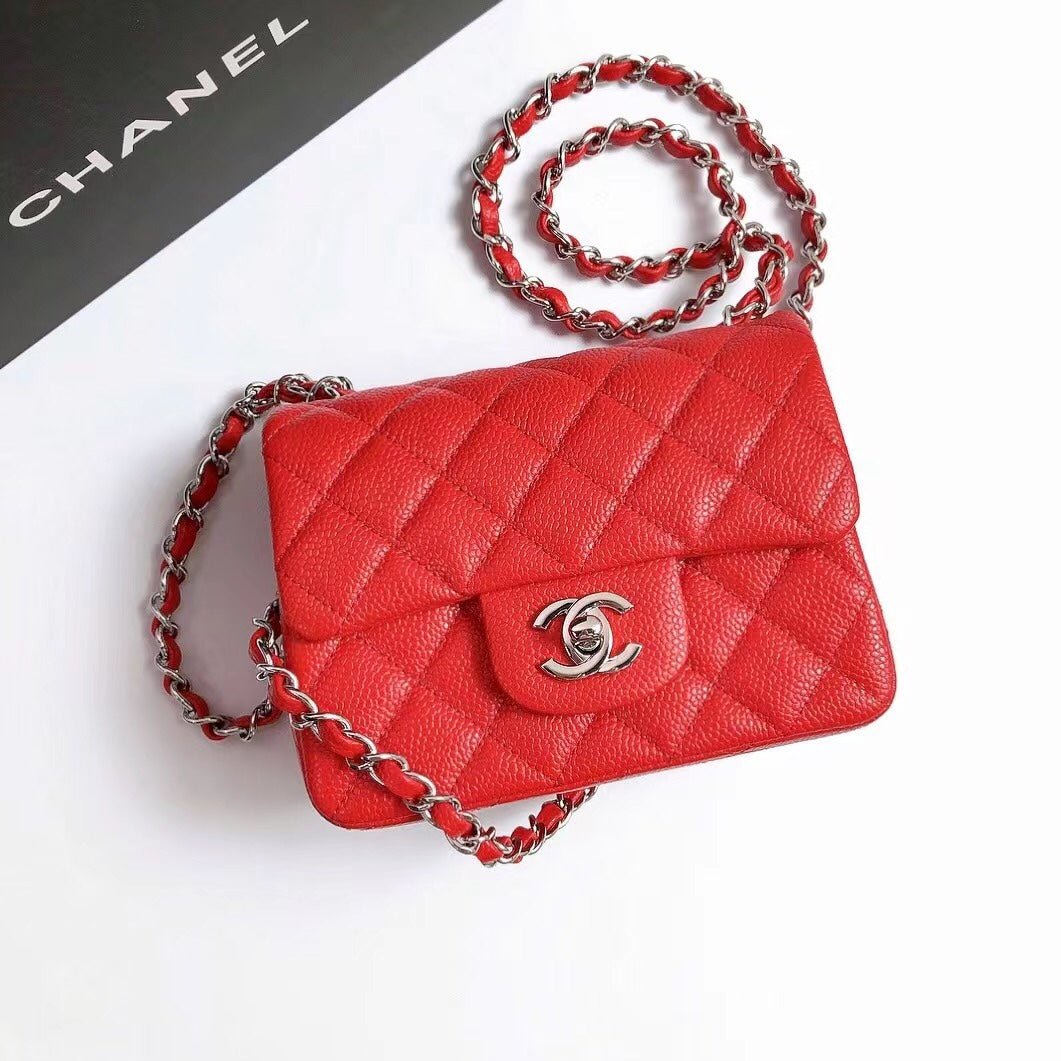 20211108_i1636363784_2936_0_jpg_f73ee75d-1fa6-4d6a-b72b-41d64e2bec1b-1 MINI SQUARE FLAP BAG 17CM RED CAVIAR SILVER HARDWARE - Image 1