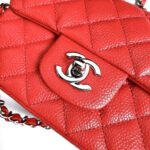 MINI SQUARE FLAP BAG 17CM RED CAVIAR SILVER HARDWARE - Image 4