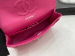 CC 25 CLASSIC SMALL DOUBLE FLAP BAG IN BRIGHT PINK CALFSKIN WITH STRAP - Image 7