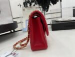 CC 25 CLASSIC SMALL DOUBLE FLAP BAG IN CHERRY RED CALFSKIN WITH STRAP - Image 18