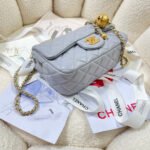 CHANEL 26S FLAP BAG 20 IN PASTEL BLUE-GRAY LAMBSKIN - Image 15