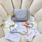 CHANEL 26S FLAP BAG 20 IN PASTEL BLUE-GRAY LAMBSKIN - Image 12
