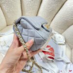CHANEL 26S FLAP BAG 20 IN PASTEL BLUE-GRAY LAMBSKIN - Image 4
