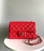 MINI RECTANGLE FLAP BAG 20CM RED CAVIAR SILVER HARDWARE - Image 7