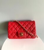 MINI RECTANGLE FLAP BAG 20CM RED CAVIAR GOLD HARDWARE - Image 17