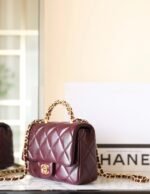 CHANEL 25S FLAP BAG 19 CM IN DARK RED LAMBSKIN WITH GOLD HARDWARE - Image 12