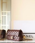 CHANEL 25S FLAP BAG 20 CM IN DARK BROWN LAMBSKIN WITH GOLD HARDWARE - Image 12