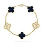 CLOVER 5 MOTIF PIETERSITE BRACELET COLLECTION - Gold-Diamond, 19