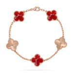CLOVER 5 MOTIF RED PATTERN BRACELET COLLECTION - Rose, Laser