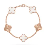 CLOVER WHITE PEARL MOP 5 MOTIF BRACELET COLLECTION - Rose-Laser, 19