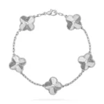 CLOVER 5 MOTIF LASER BRACELET COLLECTION - Silver