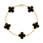 CLOVER 5 MOTIF ONYXS BRACELET COLLECTION - Gold,