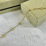 CLOVER 6 MOTIF DIAMOND LASER BRACELET - Gold, 16(Customizable)