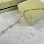 CLOVER 6 MOTIF DIAMOND LASER BRACELET - Rose, 16(Customizable)