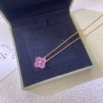 CLOVER 15MM DIAMOND PURPLE VIOLET NECKLACE - Rose Gold