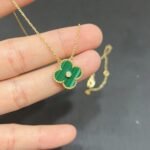 CLOVER 15MM DIAMOND TURQUOISE NECKLACE - Gold