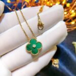CLOVER 15MM DIAMOND TURQUOISE NECKLACE - Rose Gold