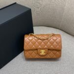 FLAP BAG 20CM CARAMEL LAMBSKIN GOLD HARDWARE - Image 10