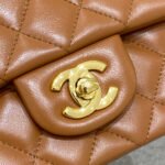 FLAP BAG 20CM CARAMEL LAMBSKIN GOLD HARDWARE - Image 12