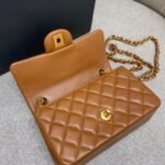 FLAP BAG 20CM CARAMEL LAMBSKIN GOLD HARDWARE - Image 5