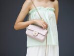 MINI RECTANGLE FLAP BAG 20CM LIGHT PINK LAMBSKIN GOLD HARDWARE - Image 20