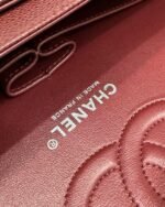 FLAP BAG 25 IN WINE CAVIAR LAMBSKIN SILVER HARDWARE - Image 16