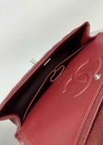 FLAP BAG 25 IN WINE CAVIAR LAMBSKIN SILVER HARDWARE - Image 15