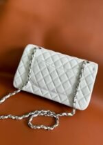 FLAP BAG 25 IN WHITE CAVIAR LAMBSKIN SILVER HARDWARE - Image 11