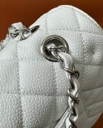 FLAP BAG 25 IN WHITE CAVIAR LAMBSKIN SILVER HARDWARE - Image 16