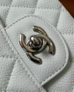 FLAP BAG 25 IN WHITE CAVIAR LAMBSKIN SILVER HARDWARE - Image 9