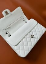 FLAP BAG 25 IN WHITE CAVIAR LAMBSKIN SILVER HARDWARE - Image 3