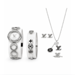 Branded Silver Prestige Signature Jewelry & Watch Set