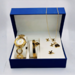 Branded Gold Charm Lock Jewelry & Watch Set - Image 2