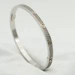 LOVE BRACELET 3.65MM DIAMOND-PAVED - Silver, 16