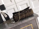 CC 20 SEQUINS FLAP BAG IN BLACK MIX BROWN - Image 7