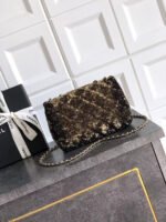 CC 20 SEQUINS FLAP BAG IN BLACK MIX BROWN - Image 10