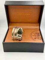 Branded Snake Watch, Black Watch Face, Pale Gold - Image 2