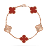 CLOVER 5 MOTIF RED CORNELIAN BRACELET COLLECTION - Rose, Laser