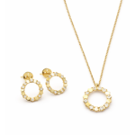 Branded Paris Neckless and Earrings Set Gold