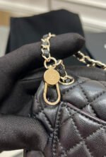 CHANEL 25S FLAP CHARM BAG 13 IN BLACK LAMBSKIN - Image 14
