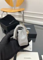 CHANEL 25S FLAP CHARM BAG 13 IN GREY LAMBSKIN - Image 9