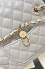 CHANEL 25S FLAP CHARM BAG 13 IN GREY LAMBSKIN - Image 10