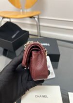 CHANEL 25S FLAP CHARM BAG 13 IN DARK RED LAMBSKIN - Image 2