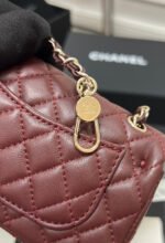 CHANEL 25S FLAP CHARM BAG 13 IN DARK RED LAMBSKIN - Image 4